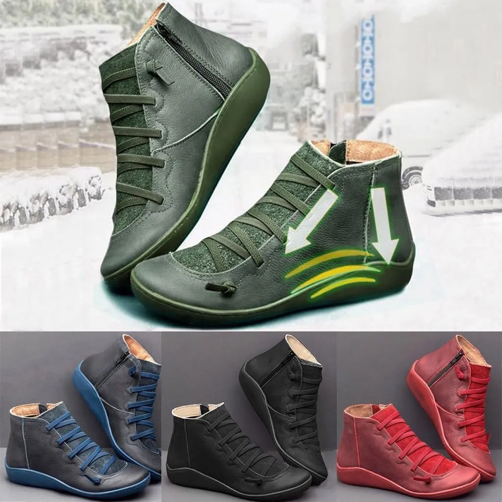 Ankle Boots for Women Comfy Wide Calf Boots for Women Round Toe Lace Up Short Boots Casual Side Zipper Women's Boots