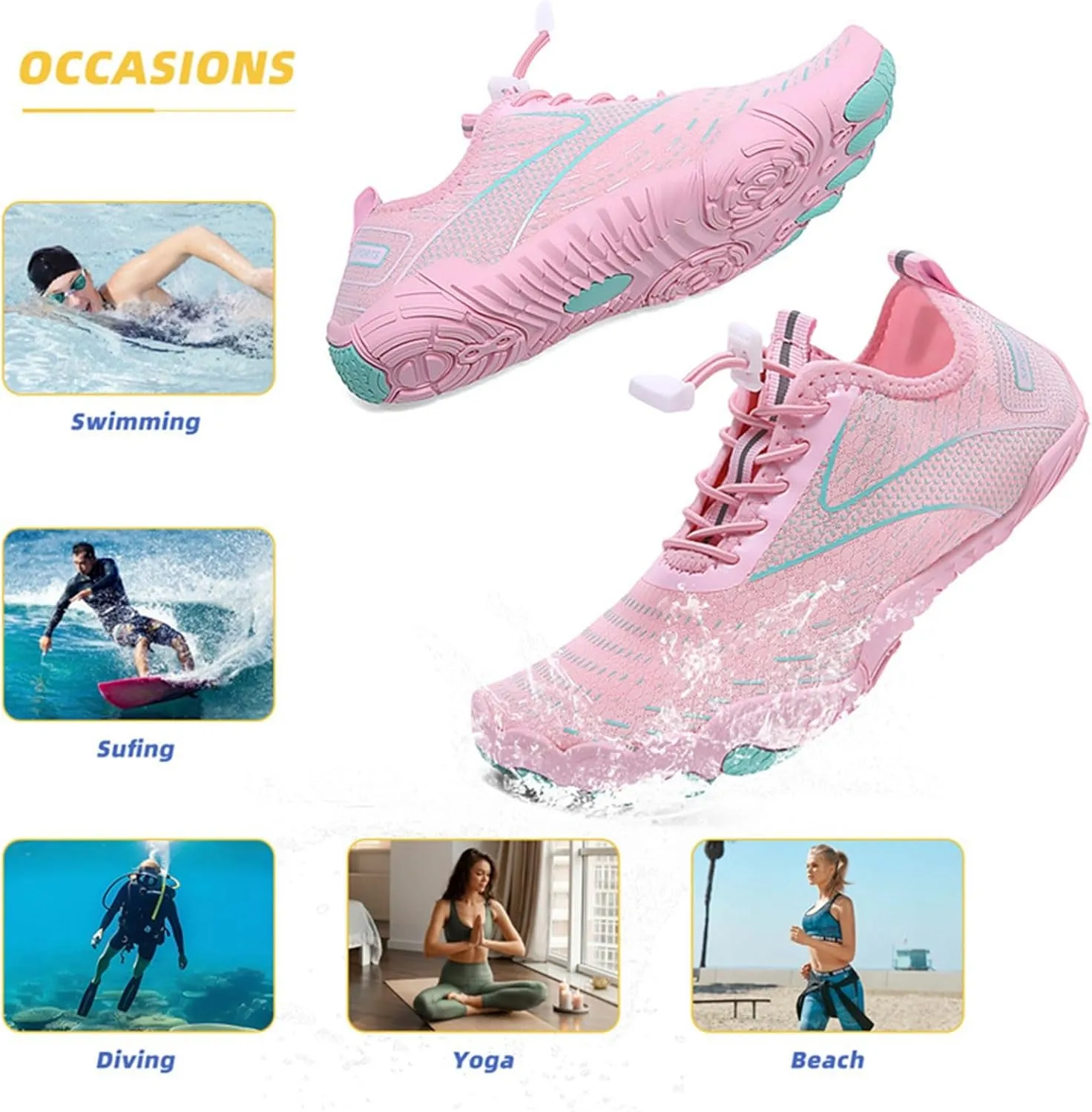 Barefoot Shoes for Women Men Breathable & Non Slip Athletic Footwear Wide Toe Couples Quick-Dry Water Aqua Shoes Beach Diving Widing Pool River Walking Summer Hiking Shoe Men,Indoor Fitness Shoe
