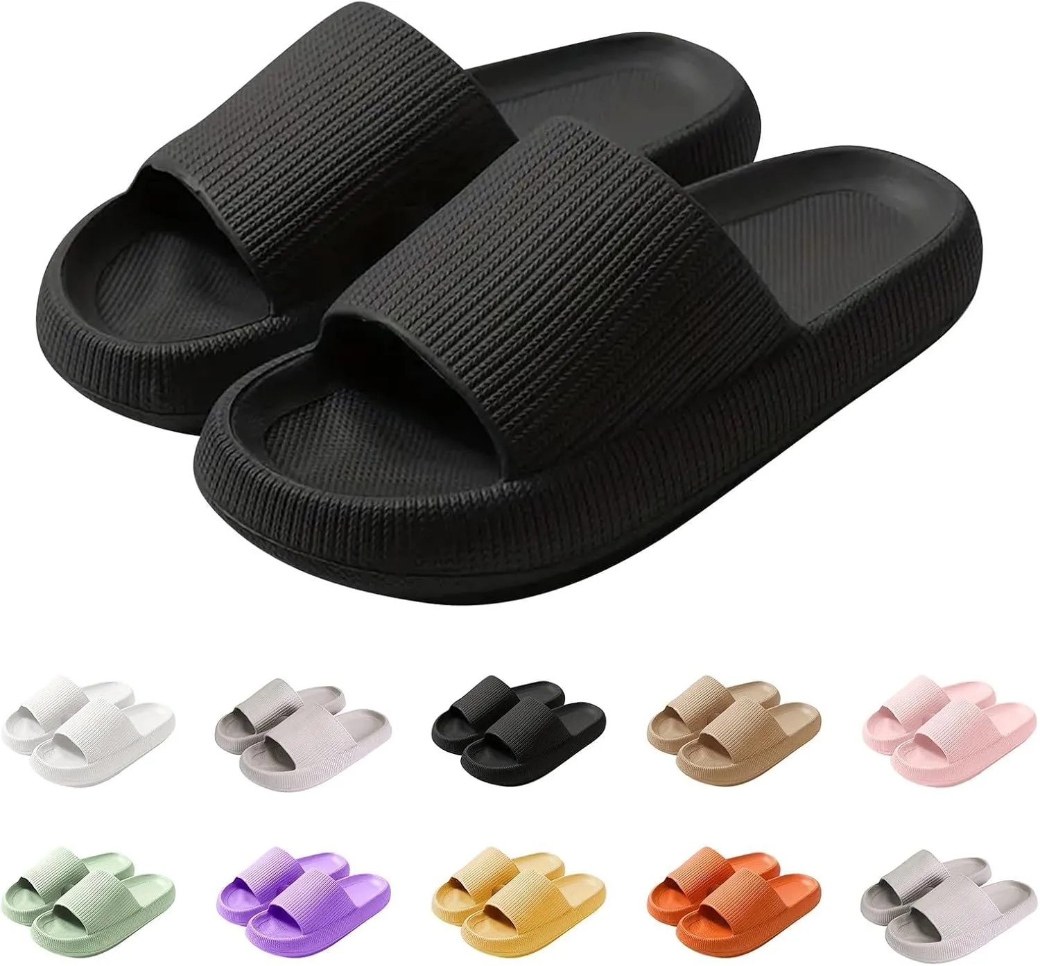 Cloud Slippers for Women Men Pillow Slippers Soft Summer Beach Shoes Casual Non Slip Sandal Indoor Slides Bathroom Sandals Comfy and Cushioned Thick Sole Easy to Clean