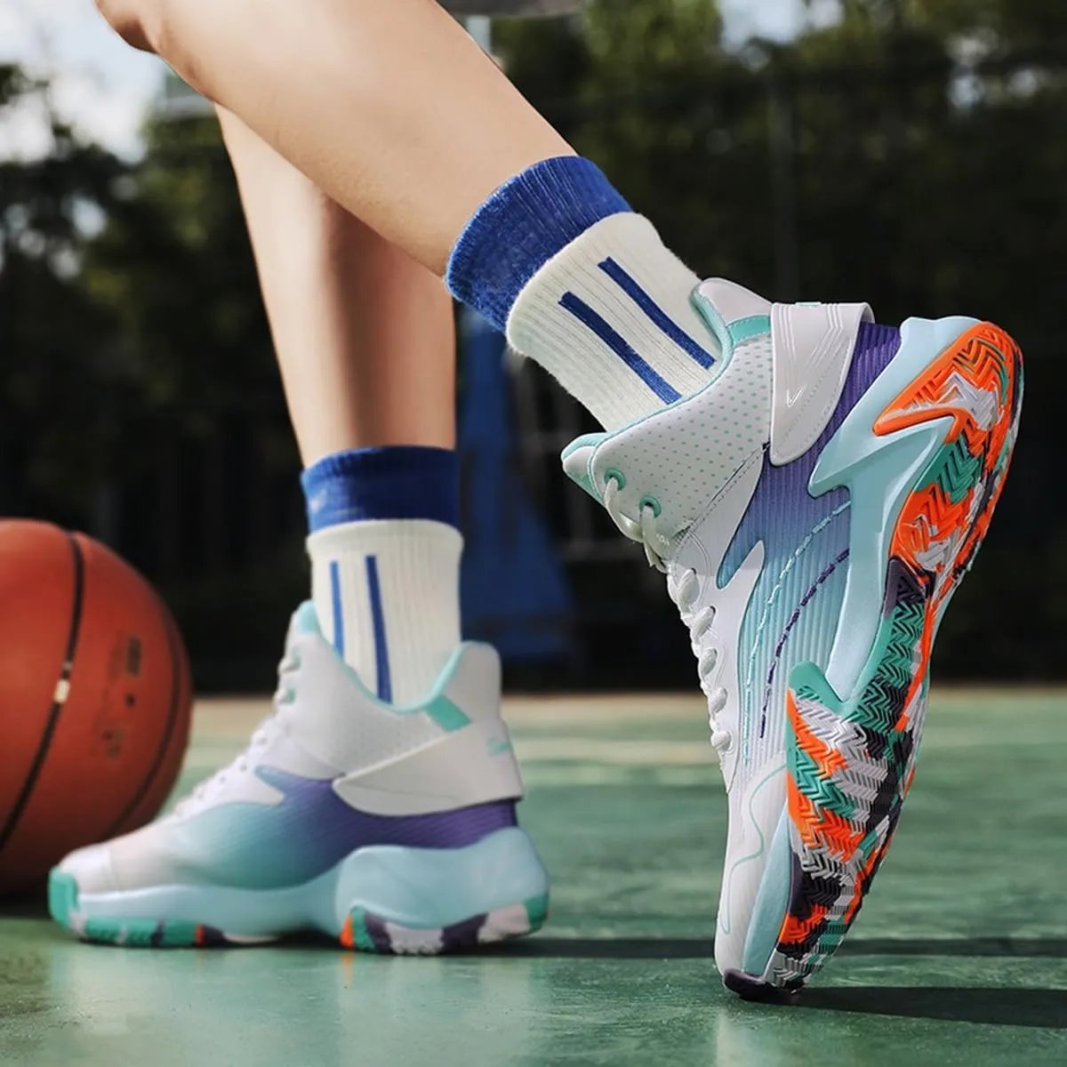 DHOVOR Mens High-top Basketball Shoes, Youth Fashion Basketball Sneakers, Non Slip Basketball Trainers Sports Shoes for Men Walking Shoes Indoor and Outdoor