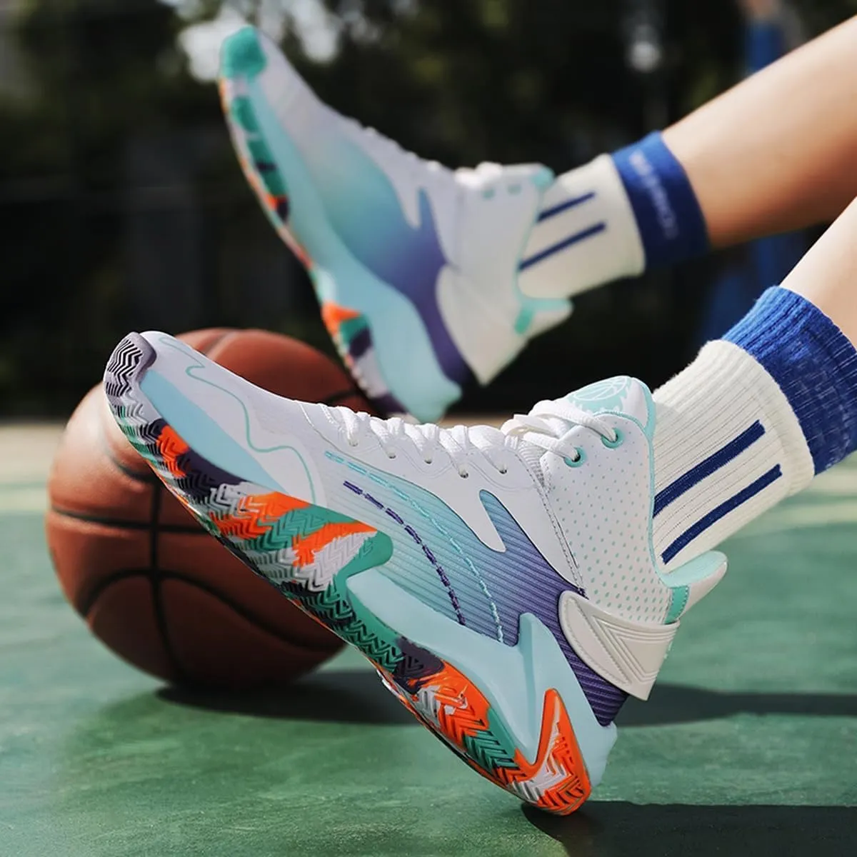 DHOVOR Mens High-top Basketball Shoes, Youth Fashion Basketball Sneakers, Non Slip Basketball Trainers Sports Shoes for Men Walking Shoes Indoor and Outdoor
