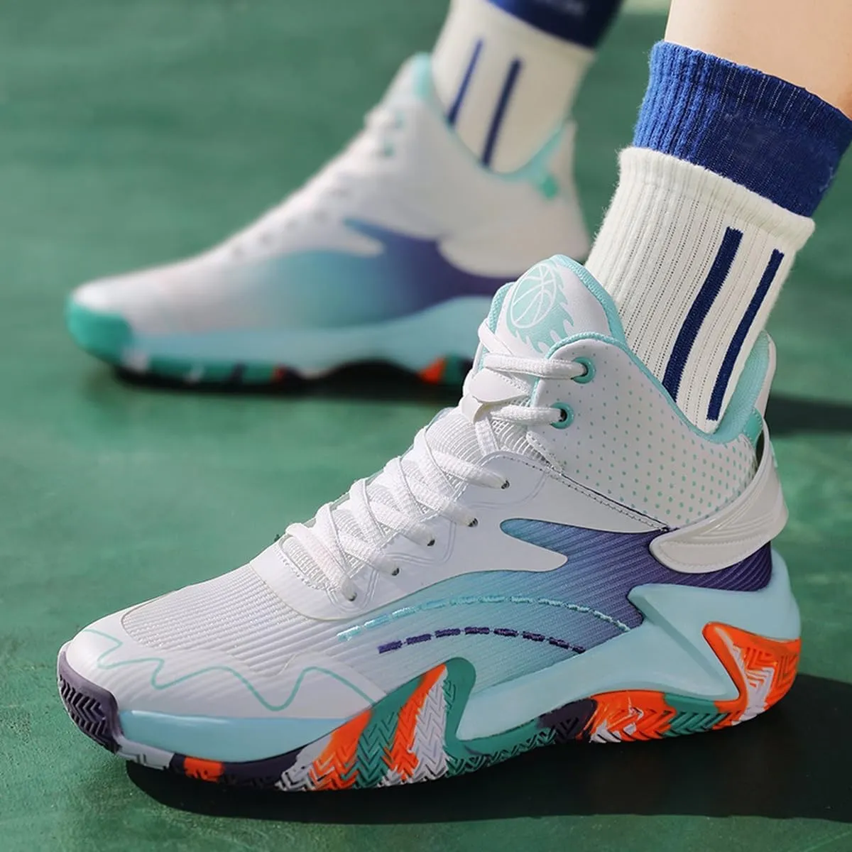 DHOVOR Mens High-top Basketball Shoes, Youth Fashion Basketball Sneakers, Non Slip Basketball Trainers Sports Shoes for Men Walking Shoes Indoor and Outdoor