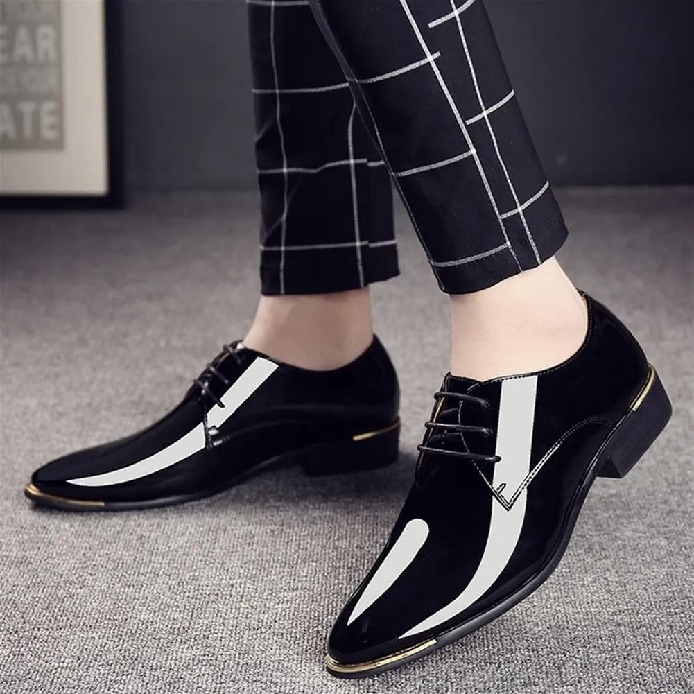 Dress Formal Shoes for Men Lace Up Derby Shoes Round Toe Faux Leather Slip Resistant Anti-Slip Non Slip Wedding