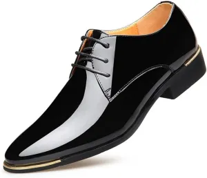 Dress Formal Shoes for Men Lace Up Derby Shoes Round Toe Faux Leather Slip Resistant Anti-Slip Non Slip Wedding