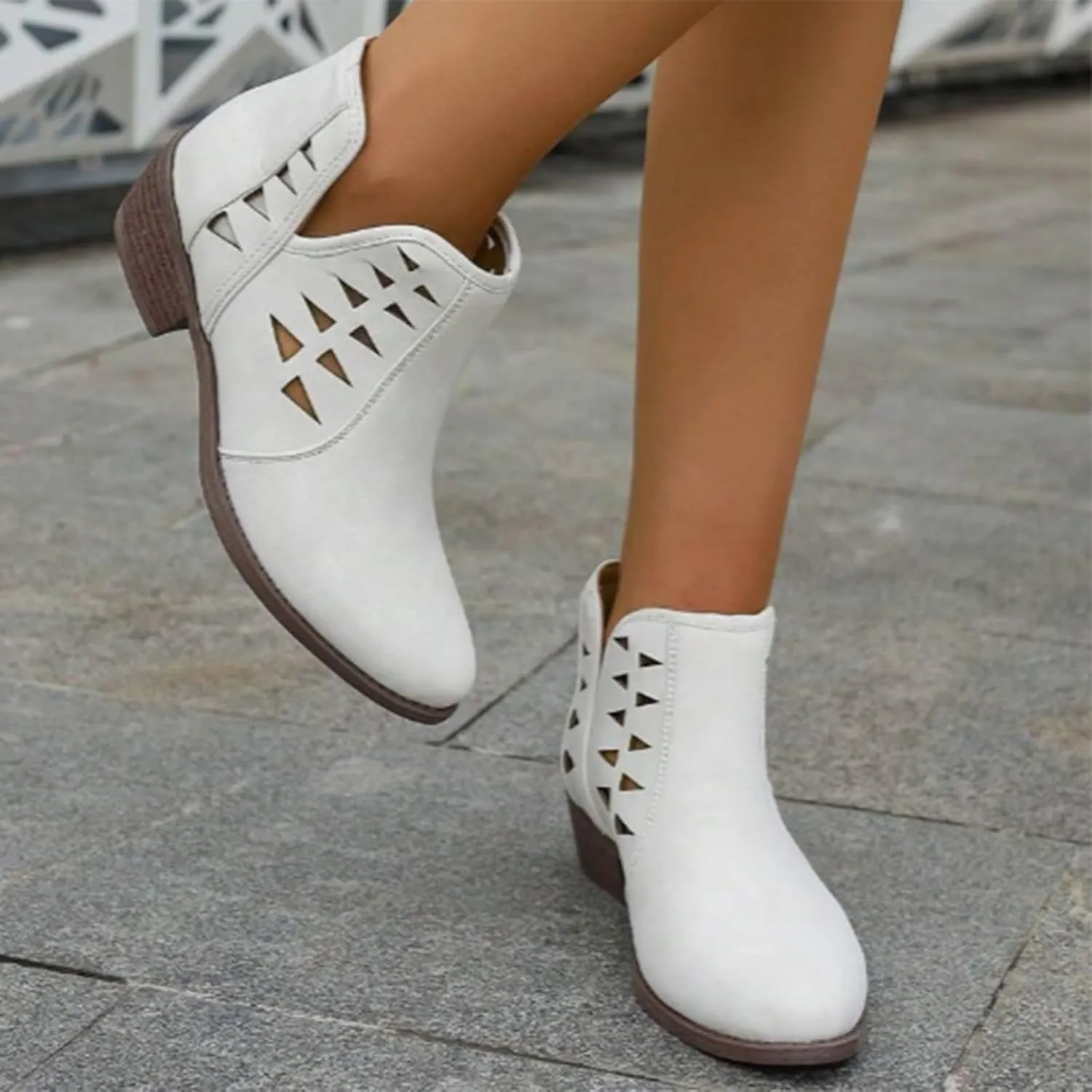 Fashion Women Short Ankle Boots Lightweight Walking Shoes for Women Round Toe Flat Women Lightweight Fashion Shoes