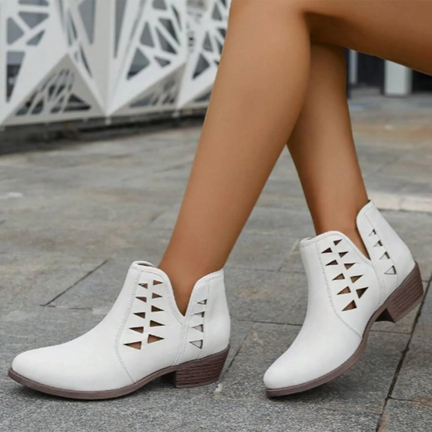 Fashion Women Short Ankle Boots Lightweight Walking Shoes for Women Round Toe Flat Women Lightweight Fashion Shoes