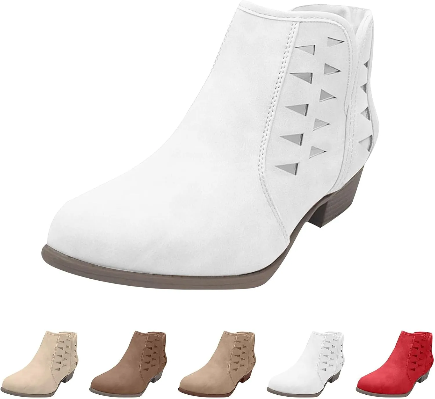 Fashion Women Short Ankle Boots Lightweight Walking Shoes for Women Round Toe Flat Women Lightweight Fashion Shoes