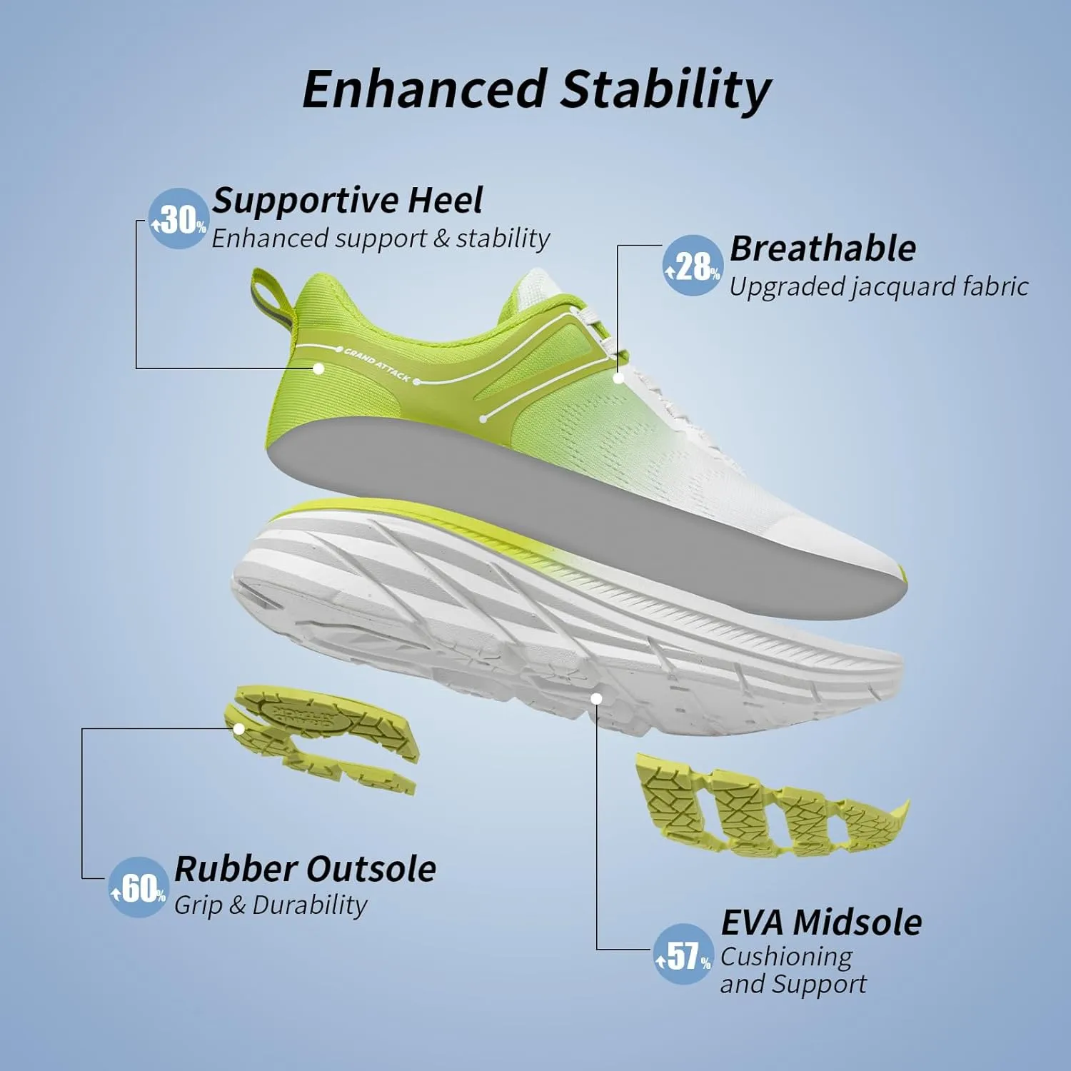 Grand Attack Women's Road Running Shoes | Superior Cushioned|Durable Non-Slip | Comfortable | Fashion Athletic Sneakers