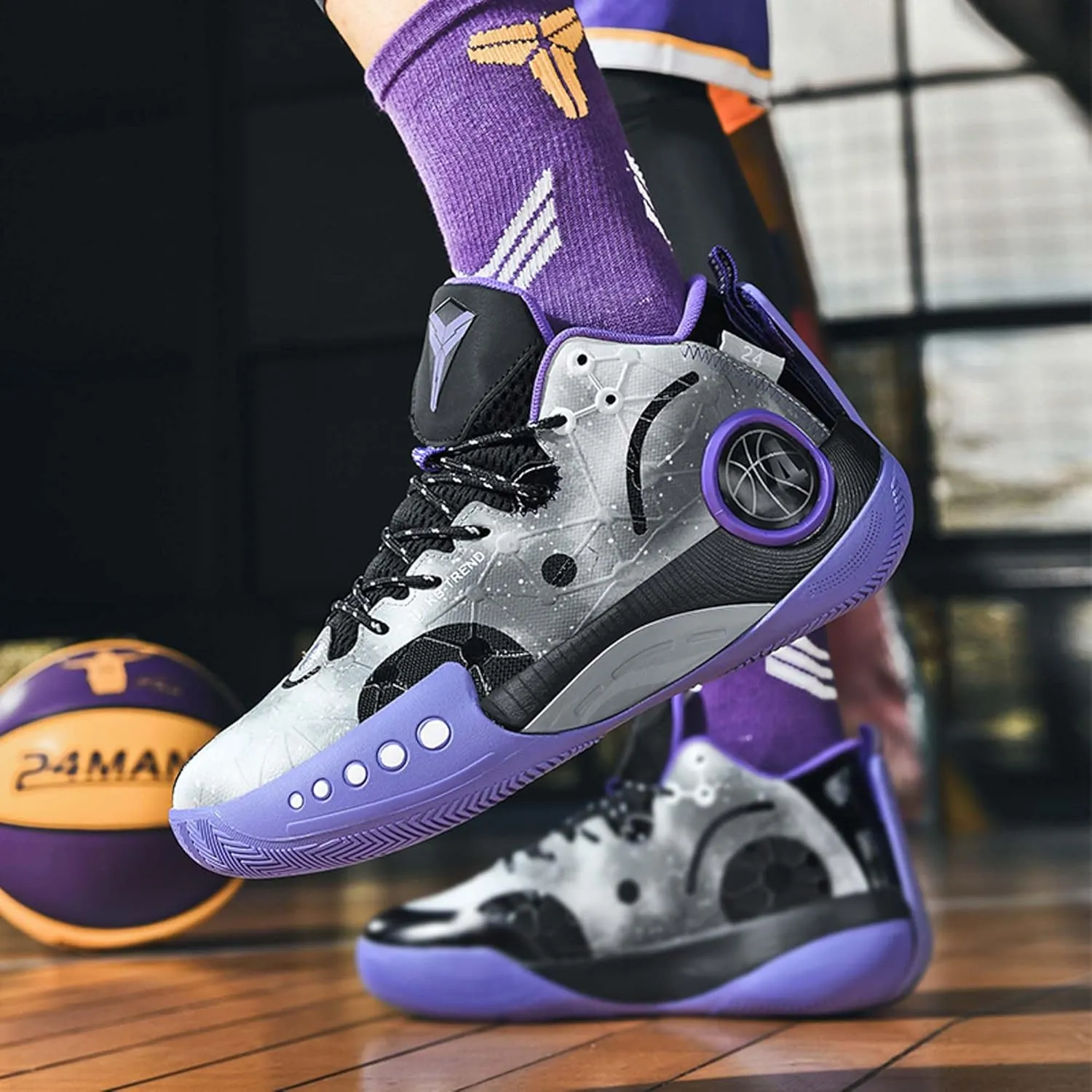 High-top Men's Basketball Shoes Fashion Anti-Slip Sneakers Breathable Comfortable Training Running Shoes Outdoor Casual Walking Shoes