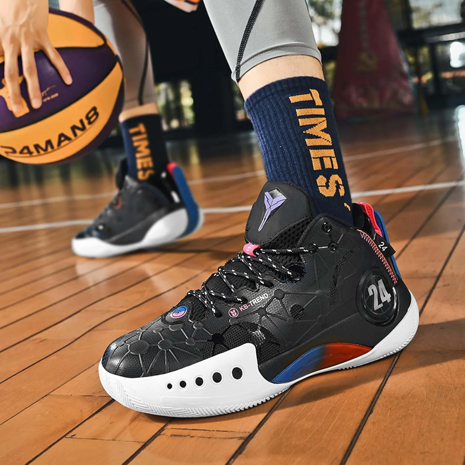 High-top Men's Basketball Shoes Fashion Anti-Slip Sneakers Breathable Comfortable Training Running Shoes Outdoor Casual Walking Shoes