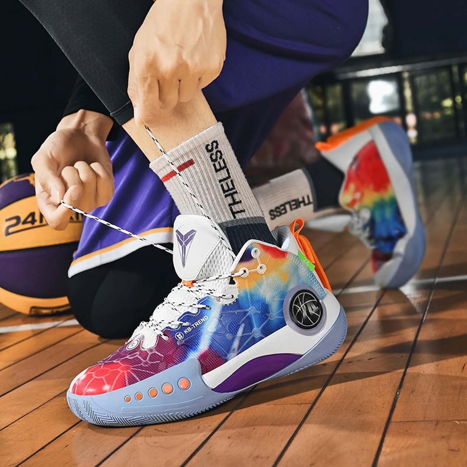 High-top Men's Basketball Shoes Fashion Anti-Slip Sneakers Breathable Comfortable Training Running Shoes Outdoor Casual Walking Shoes