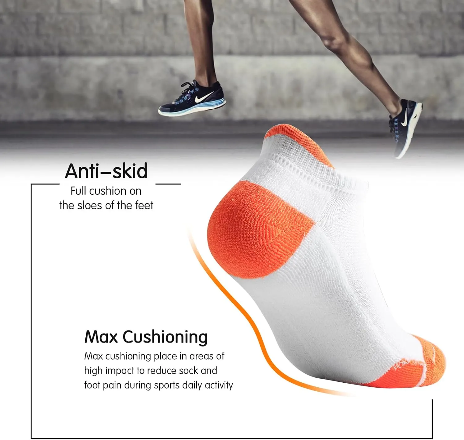 JOYNÉE Mens Ankle Athletic Low Cut Socks for Men Cushioned Running Sports Workout Tab Socks 6 Pairs