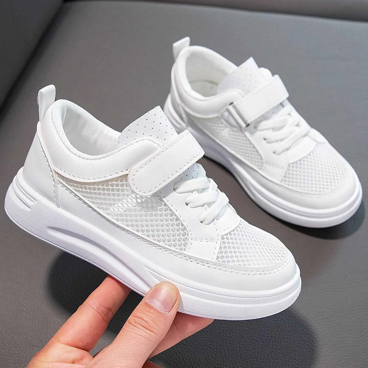 Kids Slip On Walking Shoes for Boys Girls Mesh Hollow Lightweight Breathable Wide Toe Sneakers Athletic Shews for Girls