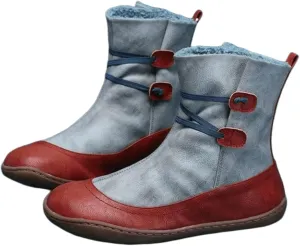 Ladmiple Snow Boots For Women Cute Tall Mid Calf High-top Winter Boots Slip on Warm Comfort Outdoor Fur Lined Ankle Booties