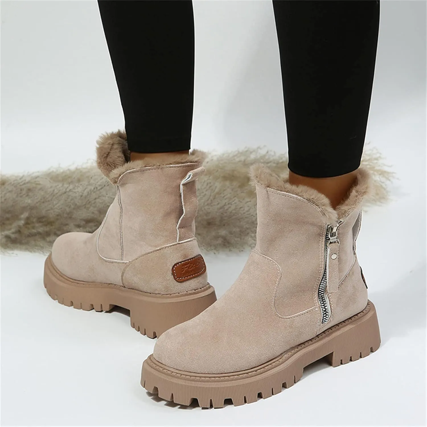 Ladmiple Trending Winter Boots For Women 2024 Snow Boots with Fur Lined Warm Slip On Ankle Booties Comfortable Loafers Shoes