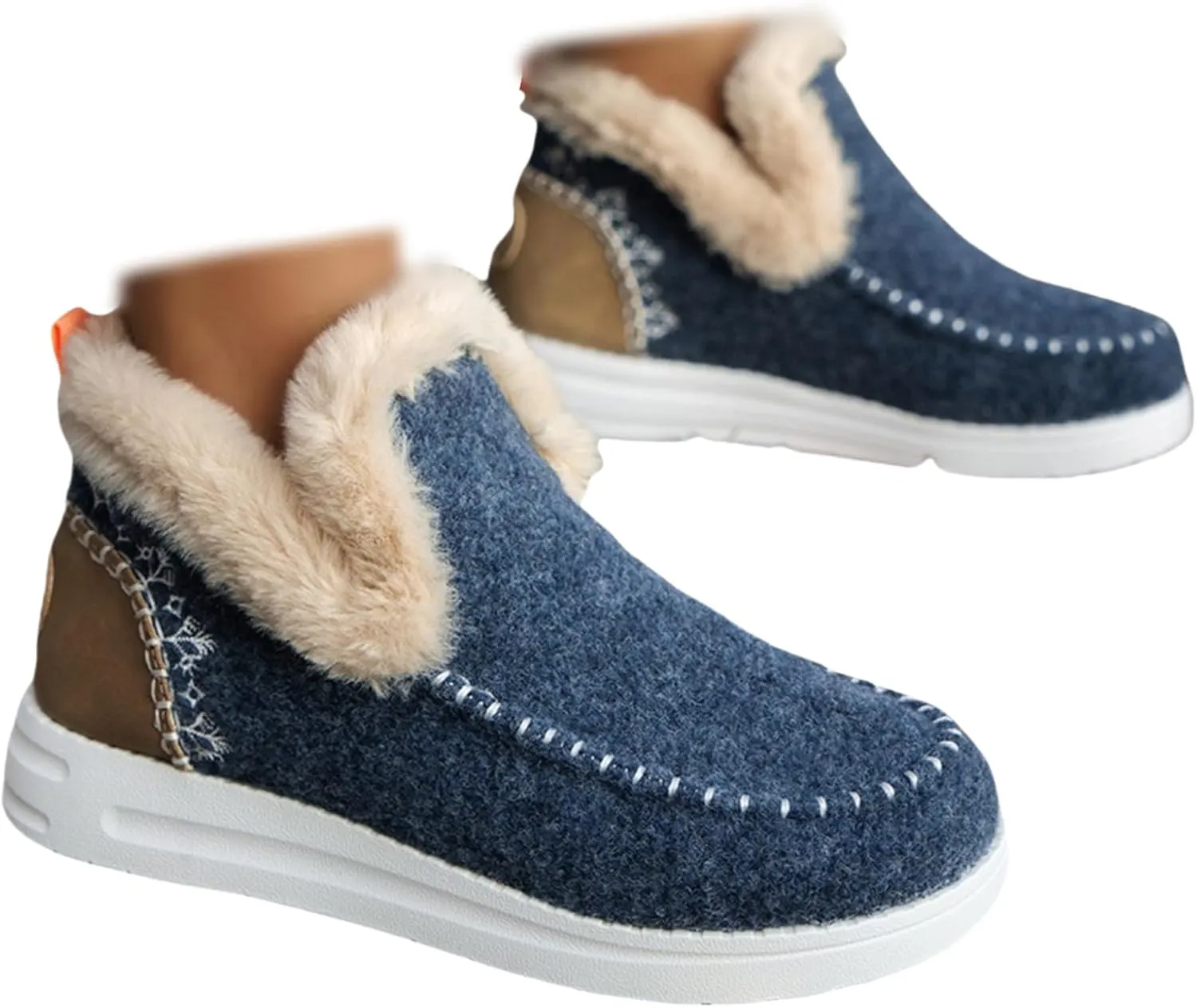Ladmiple Winter Boots For Women 2024 Dressy Snow Boots Winter Shoes with Fur Lined Warm Slip On Ankle Booties Loafers Shoes