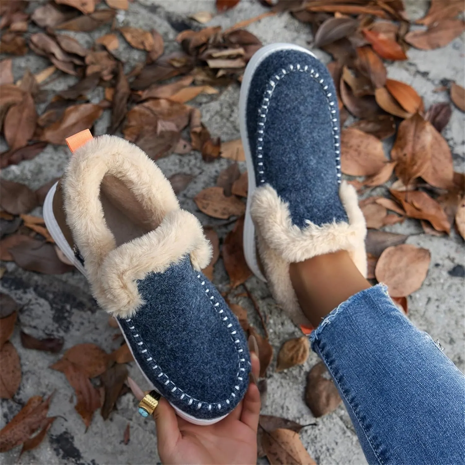 Ladmiple Winter Boots For Women 2024 Dressy Snow Boots Winter Shoes with Fur Lined Warm Slip On Ankle Booties Loafers Shoes