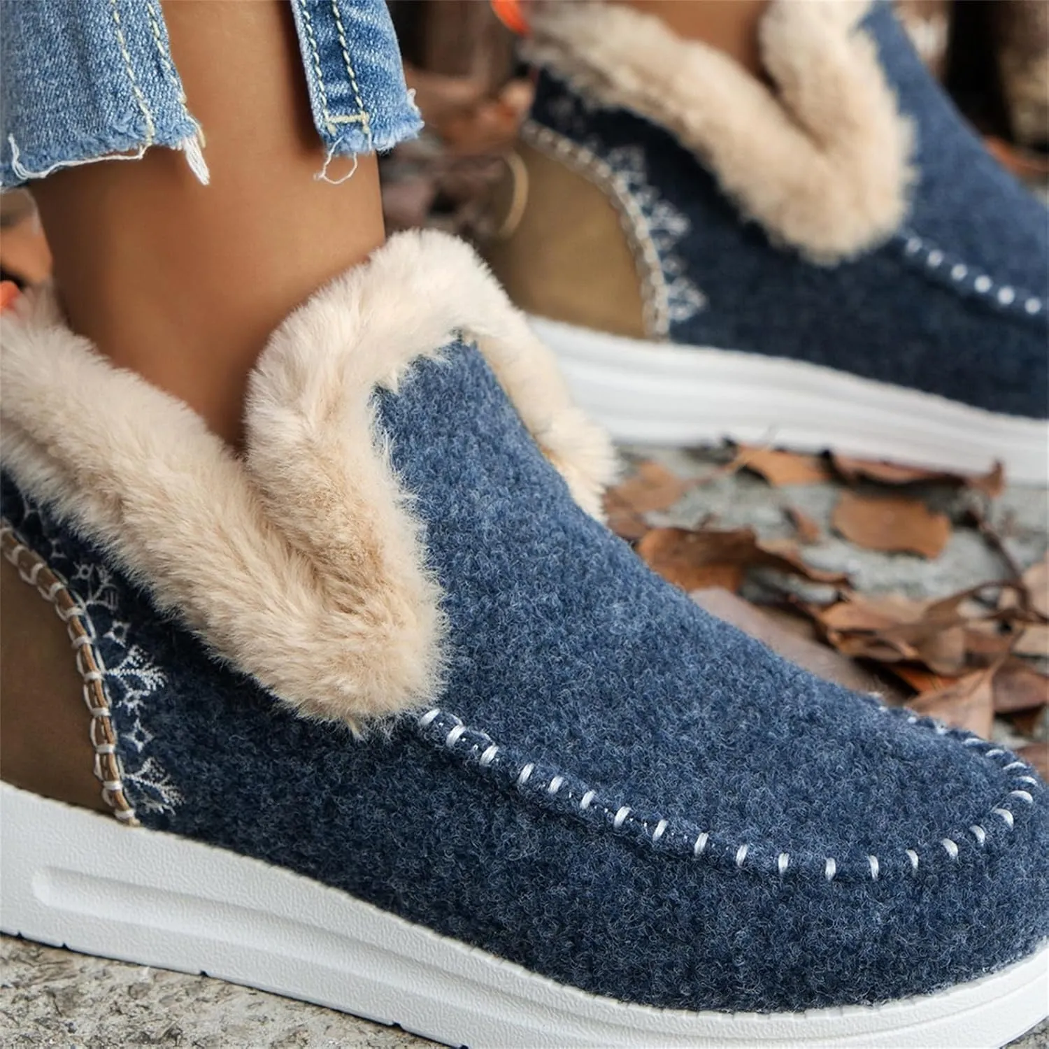 Ladmiple Winter Boots For Women 2024 Dressy Snow Boots Winter Shoes with Fur Lined Warm Slip On Ankle Booties Loafers Shoes