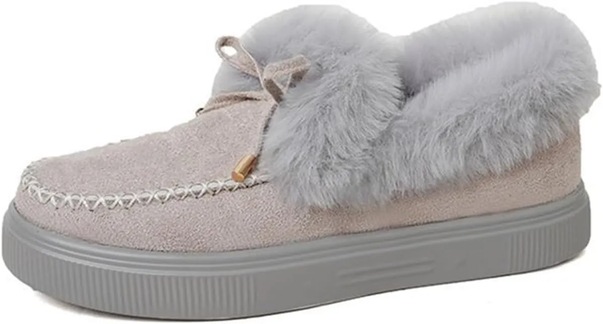 Ladmiple Winter Boots For Women Cute Warm Fur Lined Snow Ankle Booties Outdoor Fashion Comfortable Slip On Walking Shoes