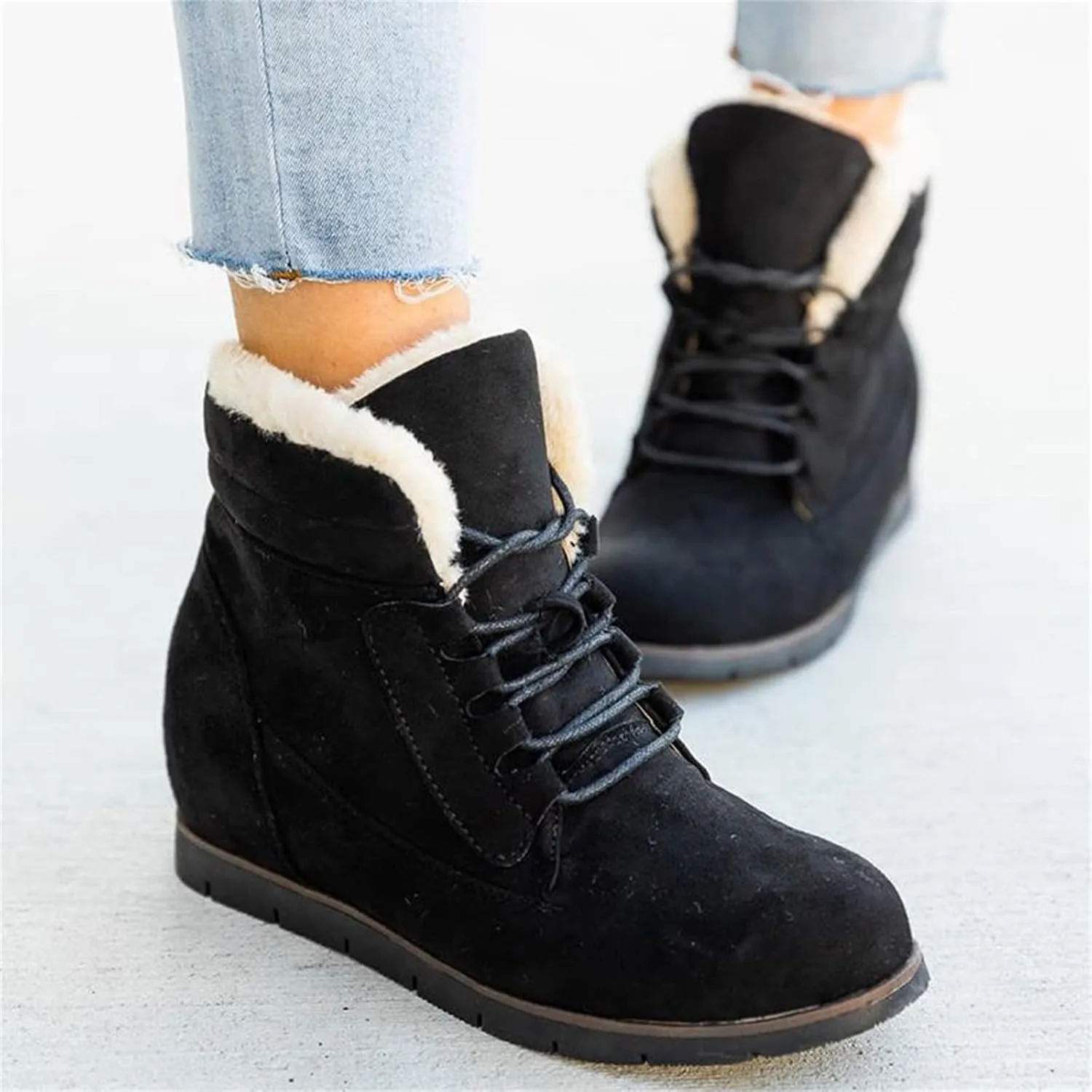 Ladmiple Winter Boots For Women Fashion High-top Snow Boots Slip on Warm Comfortable Outdoor Fur Lined Ankle Booties