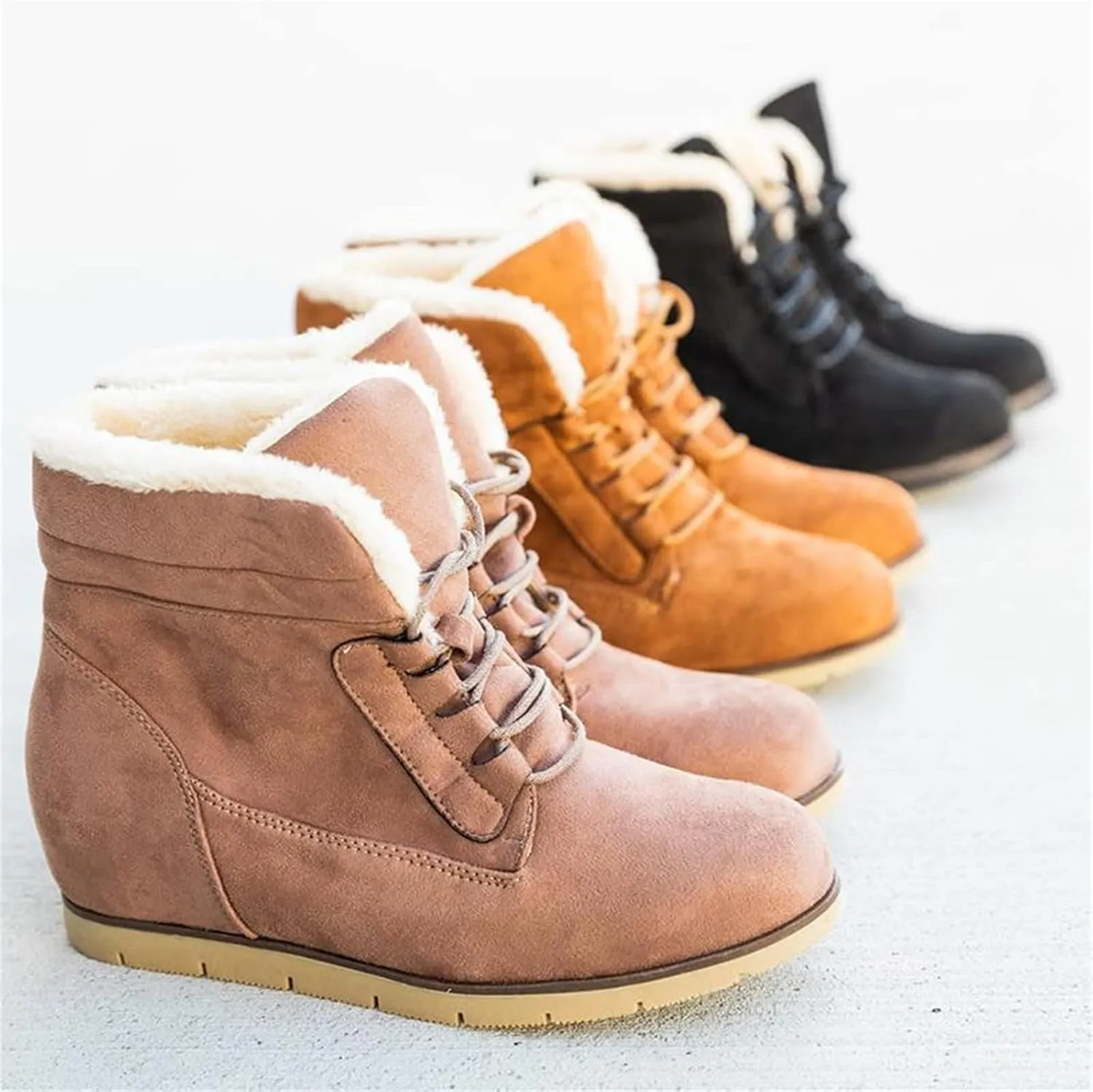 Ladmiple Winter Boots For Women Fashion High-top Snow Boots Slip on Warm Comfortable Outdoor Fur Lined Ankle Booties