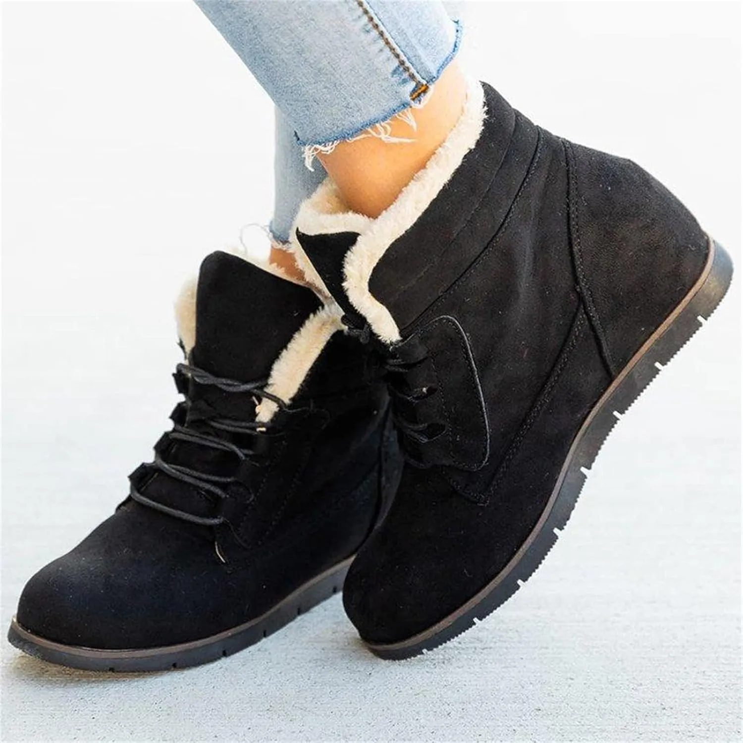 Ladmiple Winter Boots For Women Fashion High-top Snow Boots Slip on Warm Comfortable Outdoor Fur Lined Ankle Booties