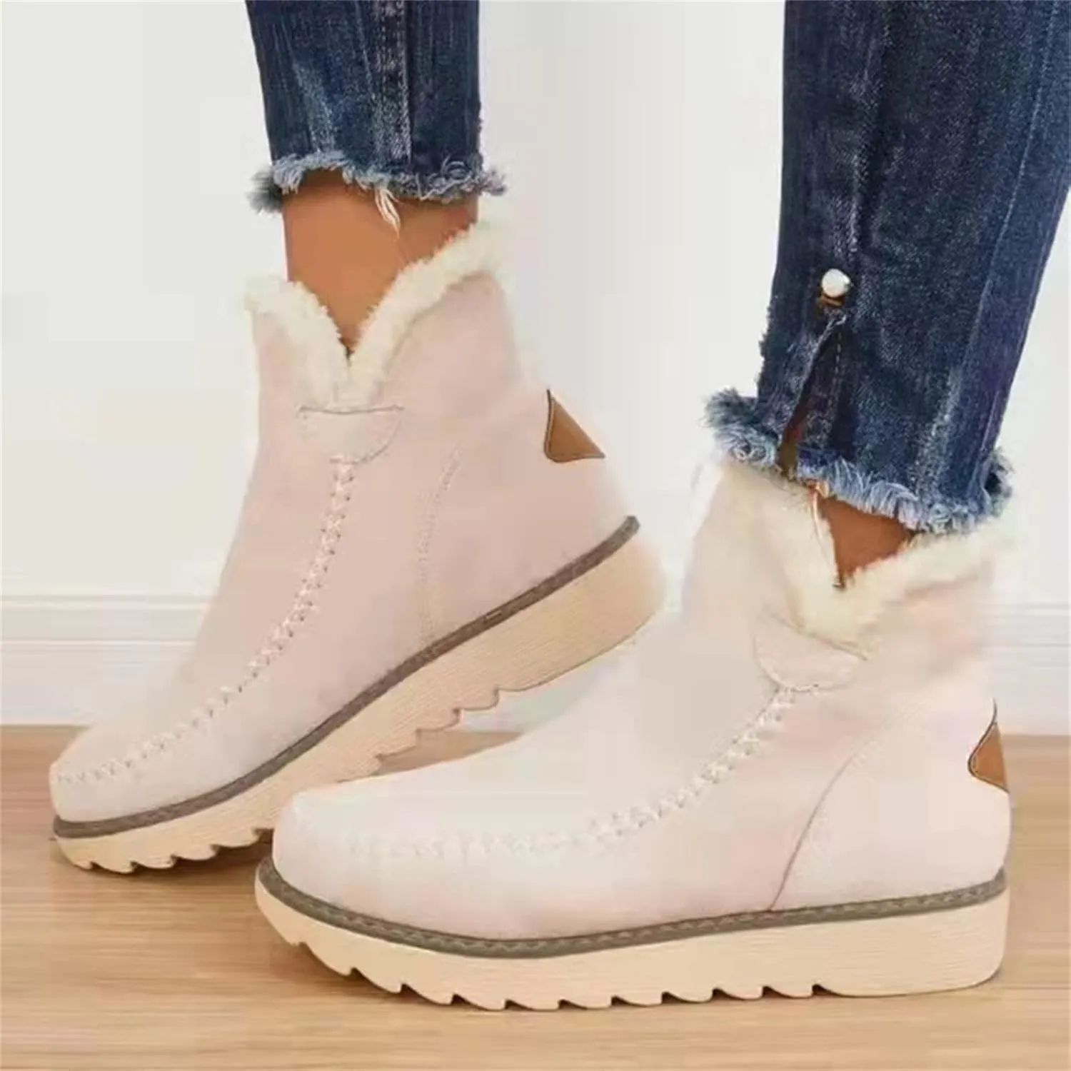 Ladmiple Winter Boots For Women Fashion Snow Boots Slip on Insulated Fur Lined Lightweight Cold Weather Warm Ankle Booties
