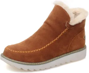 Ladmiple Winter Boots For Women With Fur Lined Warm Snow Boots Outdoor Short Ankle Booties Slip On Comfortable Shoes