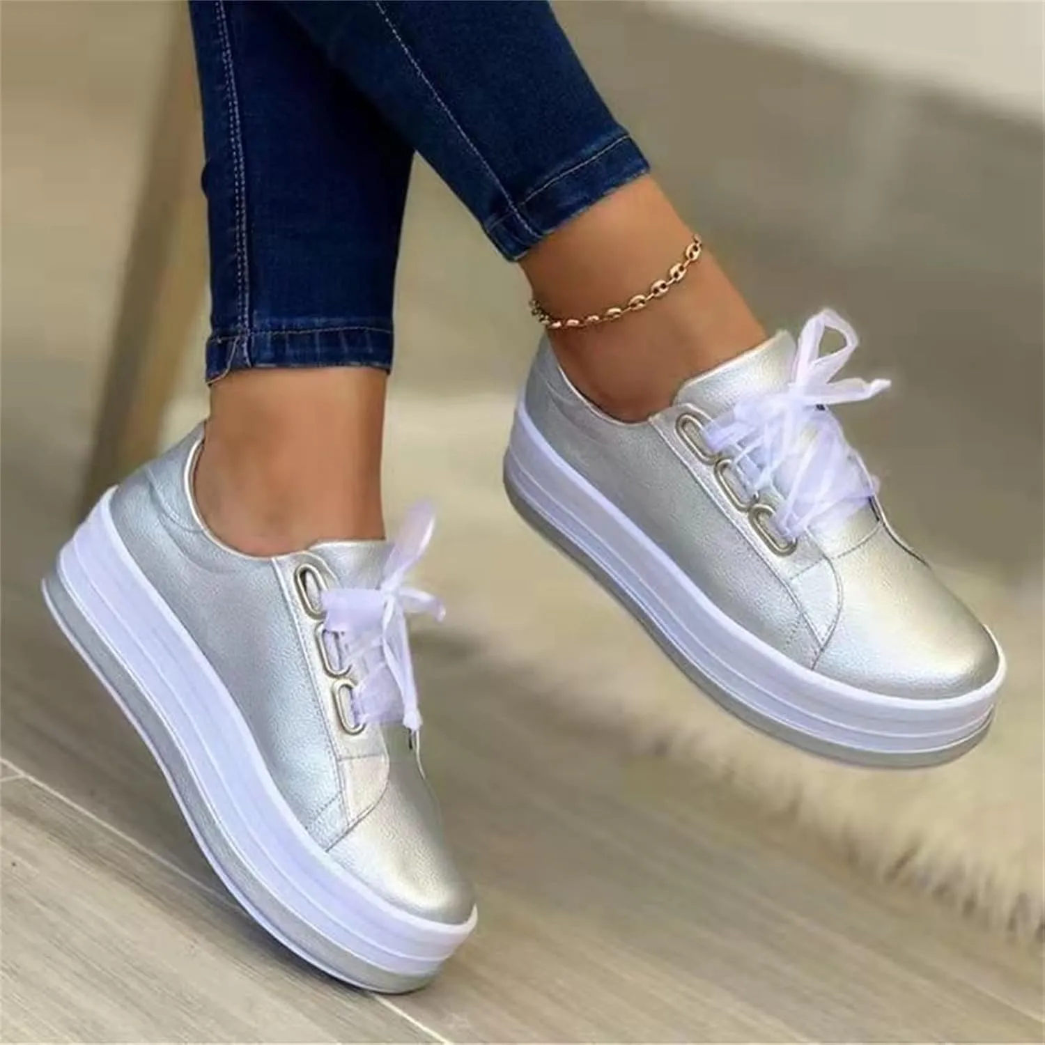 Lausiuoe Shoes For Women Dressy Flats Loafers Low Top Leather Sneaker Classic Casual Fashion Slip On Comfort Walking Shoes