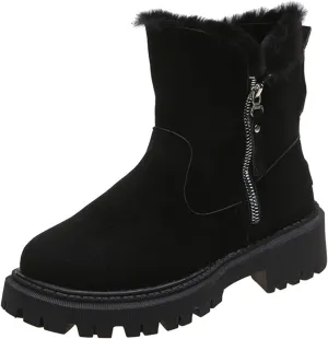 Lausiuoe Snow Boots For Women Wide Width Warm Winter Booties Casual Fashion Trendy Slip On Fur Lined Lining Fuzzy Shoes