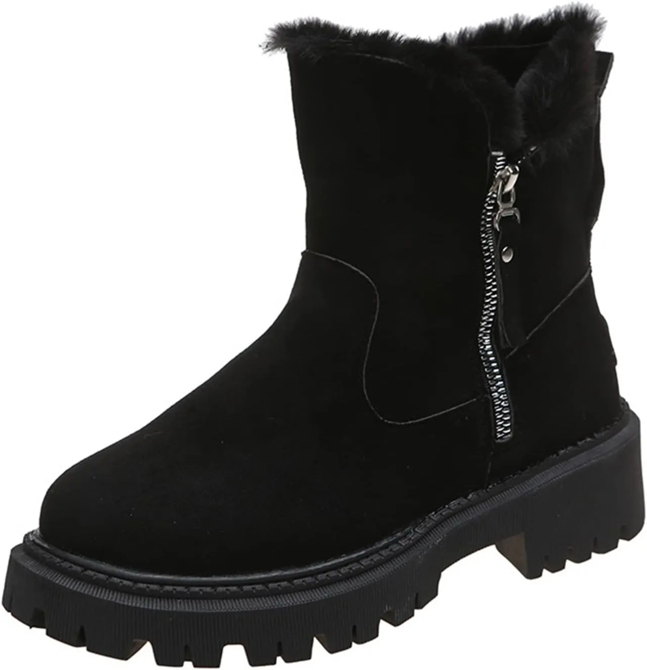 Lausiuoe Snow Boots For Women Wide Width Warm Winter Booties Casual Fashion Trendy Slip On Fur Lined Lining Fuzzy Shoes