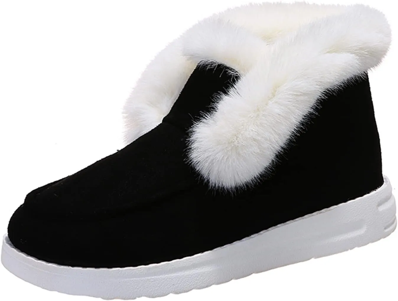 Lausiuoe Womens Snow Boots Size 12 Wide Women's Ankle Boot Slip On Comfortable Winter Snow Fuzzy Booties Fashion Sneaker Casual Walking Shoes Loafers