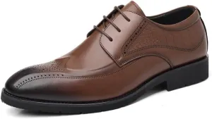 Leather Dress Shoes Men's Breathable Leather Wingtip Brogue Oxfords