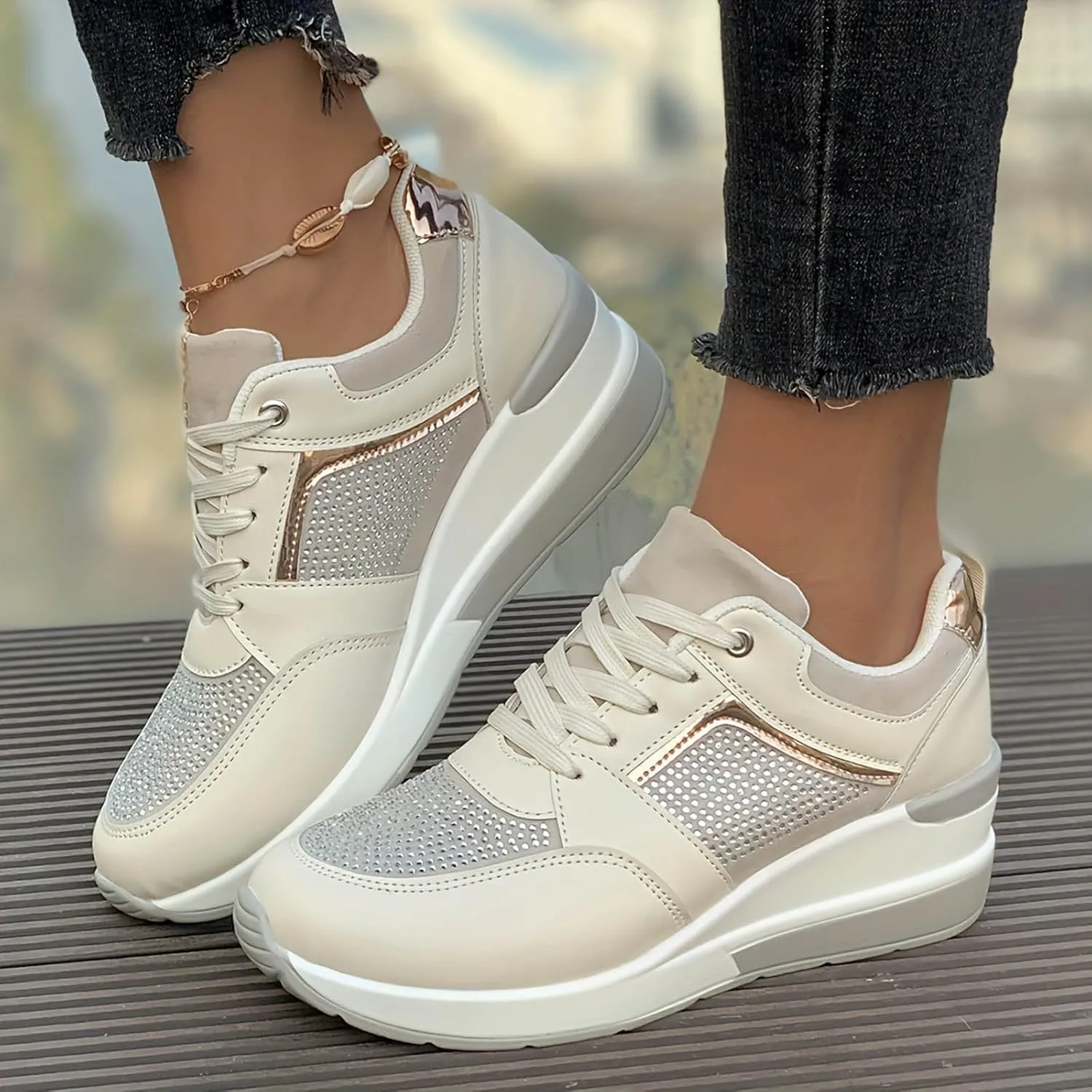 Lightweight Walking Tennis Shoes for Women Platform Thick Sole Classic Rubber Sole Shoes Versatile Dress Shoe