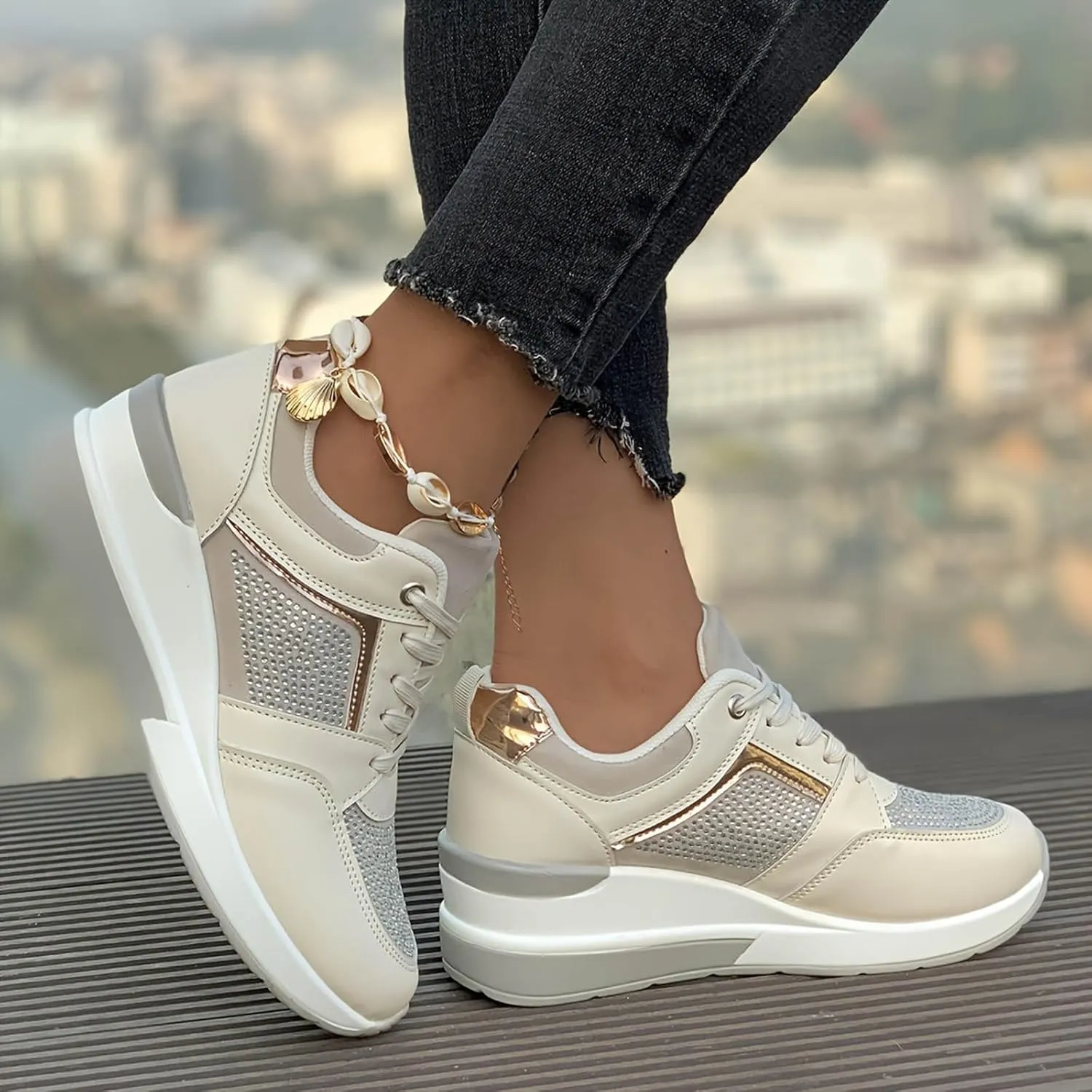 Lightweight Walking Tennis Shoes for Women Platform Thick Sole Classic Rubber Sole Shoes Versatile Dress Shoe