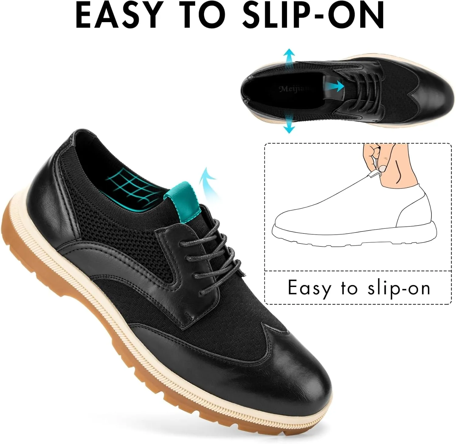 Meijiana Men's Oxford Formal Dress Shose Lace Up Oxfords Casual Comfortable Shoes
