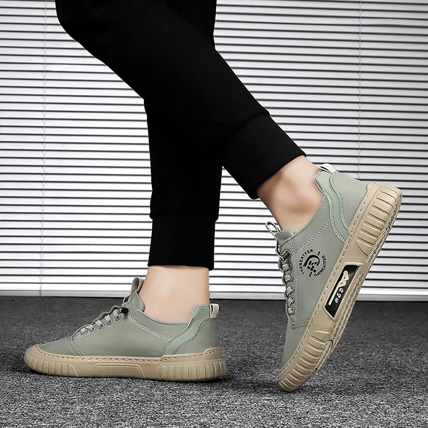 Men Sneakers Low Top Breathable Casual Sneakers Walking Canvas Shoes Mens Slip on Shoes Casual Leather