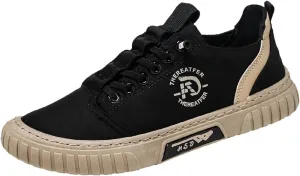 Men Sneakers Low Top Breathable Casual Sneakers Walking Canvas Shoes Mens Slip on Shoes Casual Leather