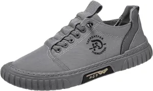 Men Sneakers Low Top Breathable Casual Sneakers Walking Canvas Shoes Mens Slip on Shoes Casual Leather