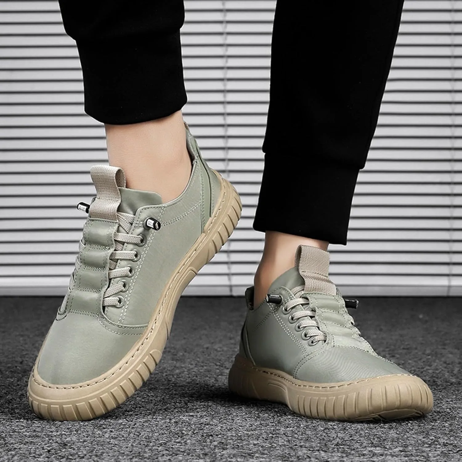 Men Sneakers Low Top Breathable Casual Sneakers Walking Canvas Shoes Mens Slip on Shoes Casual Leather