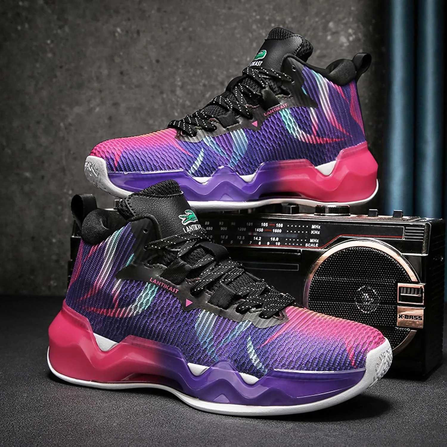 Men's and Women's Lace Up Basketball Shoes Comfortable and Breathable Sports Shoes Anti Slip and Wear-Resistant Outdoor Shoes Sports and Fitness Training Shoes Short Distance Running Shoes