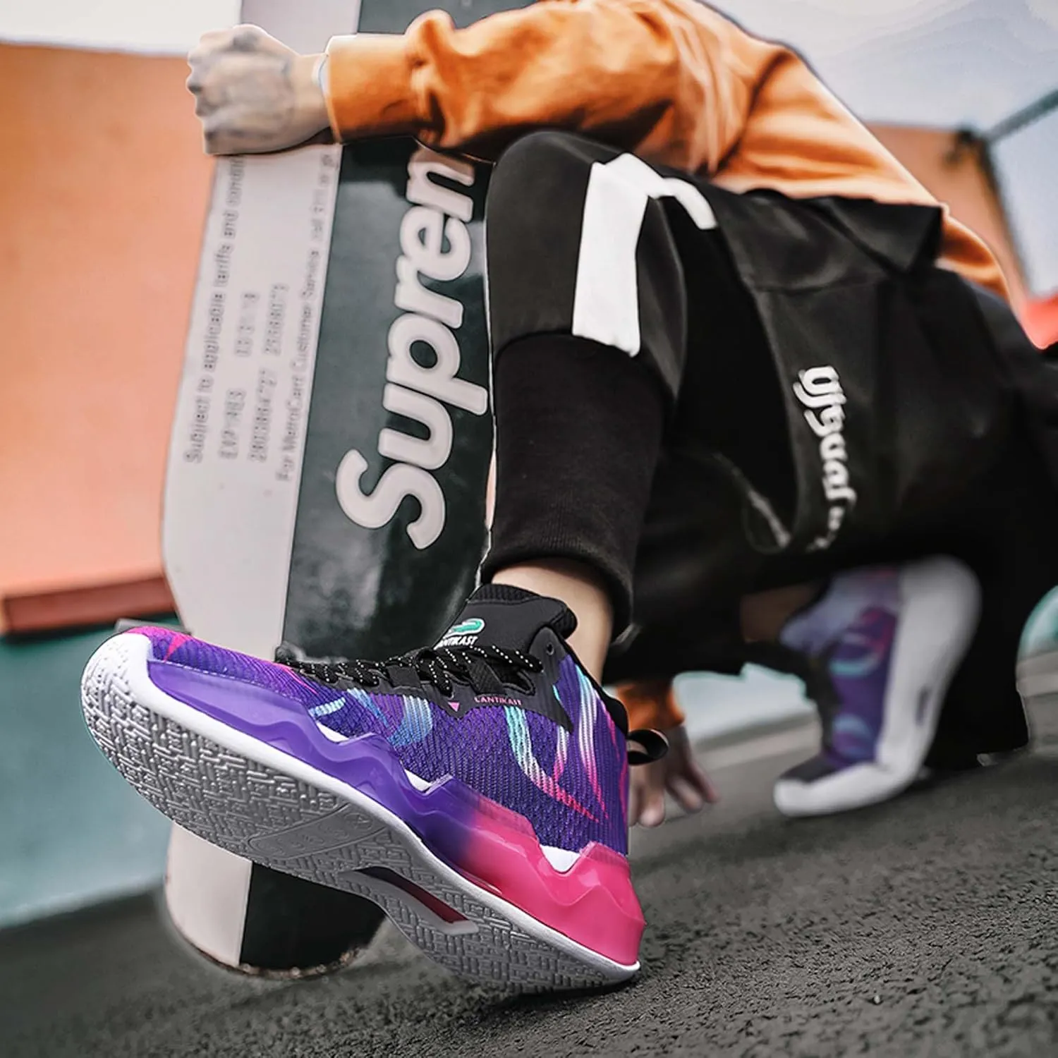 Men's and Women's Lace Up Basketball Shoes Comfortable and Breathable Sports Shoes Anti Slip and Wear-Resistant Outdoor Shoes Sports and Fitness Training Shoes Short Distance Running Shoes