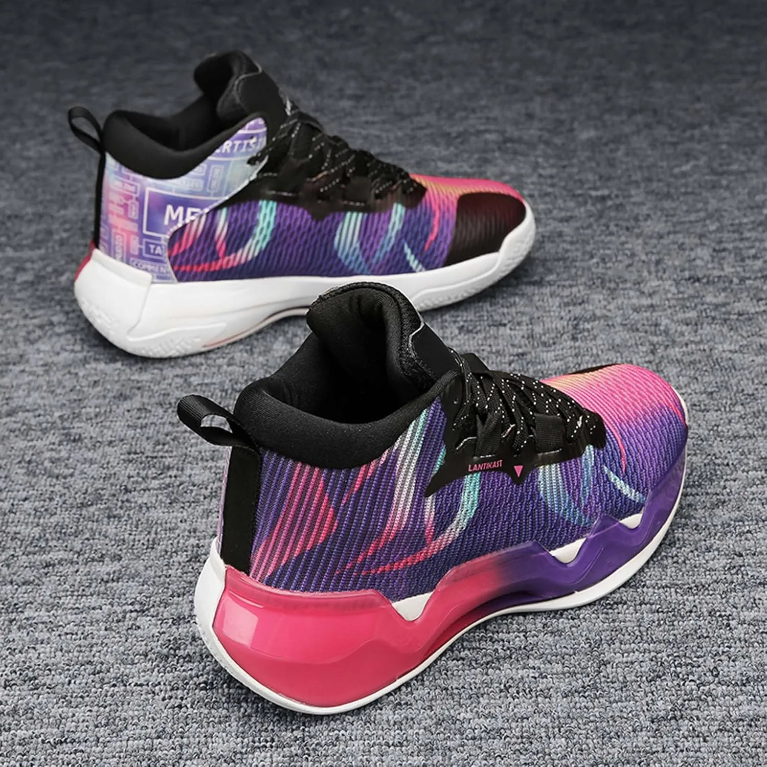 Men's and Women's Lace Up Basketball Shoes Comfortable and Breathable Sports Shoes Anti Slip and Wear-Resistant Outdoor Shoes Sports and Fitness Training Shoes Short Distance Running Shoes