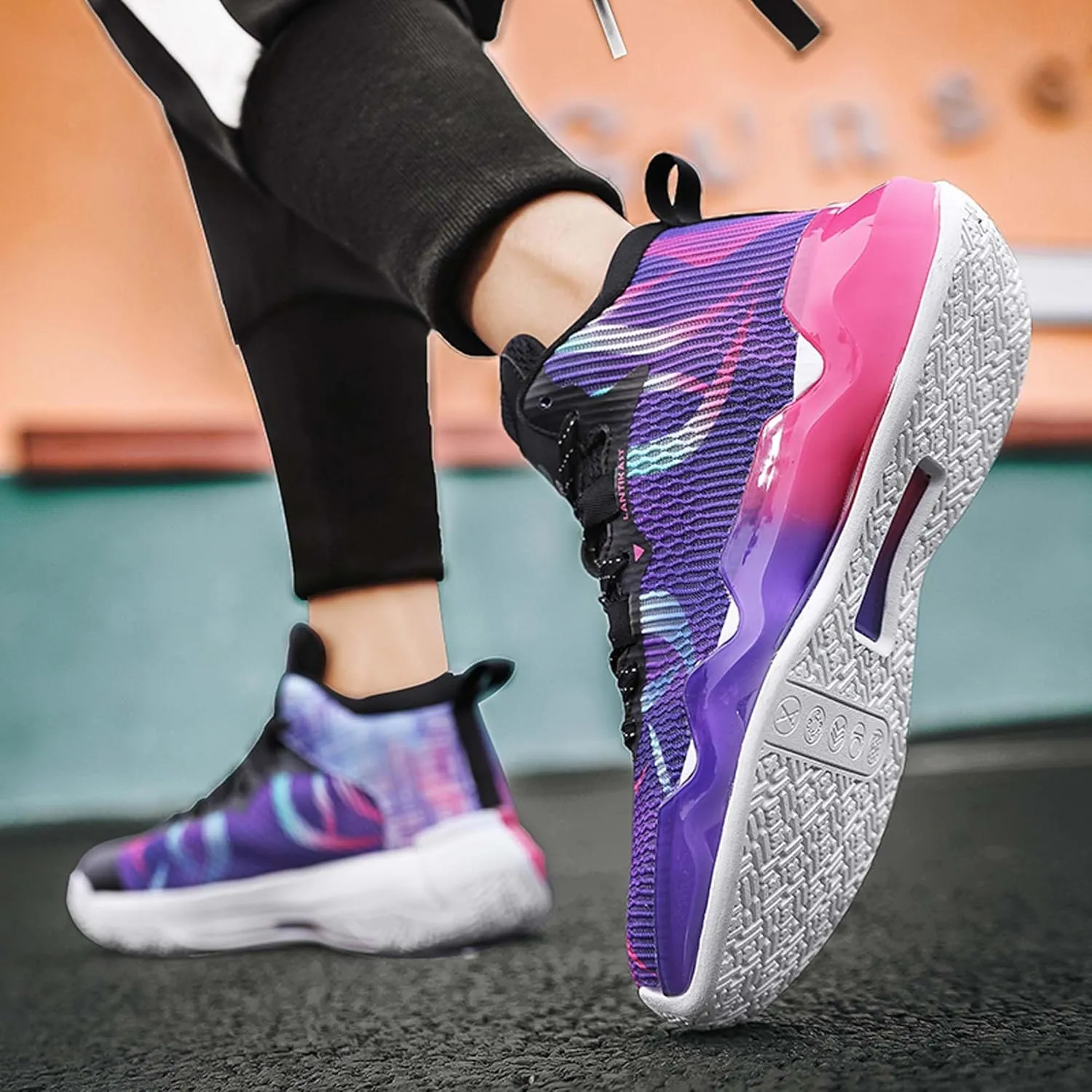 Men's and Women's Lace Up Basketball Shoes Comfortable and Breathable Sports Shoes Anti Slip and Wear-Resistant Outdoor Shoes Sports and Fitness Training Shoes Short Distance Running Shoes