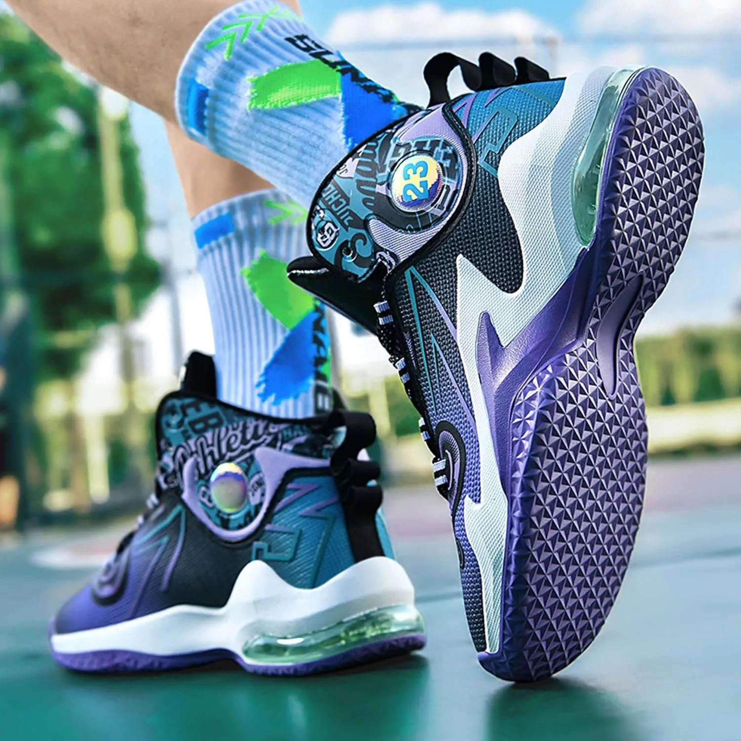 Men's Basketball Shoes,Air Cushioned Sole Provides Adequate Cushioning，Arch Support High Top Basketball Shoes,Daily Training Shoes,Combat Basketball Shoes,Indoor and Outdoor Basketball Shoes