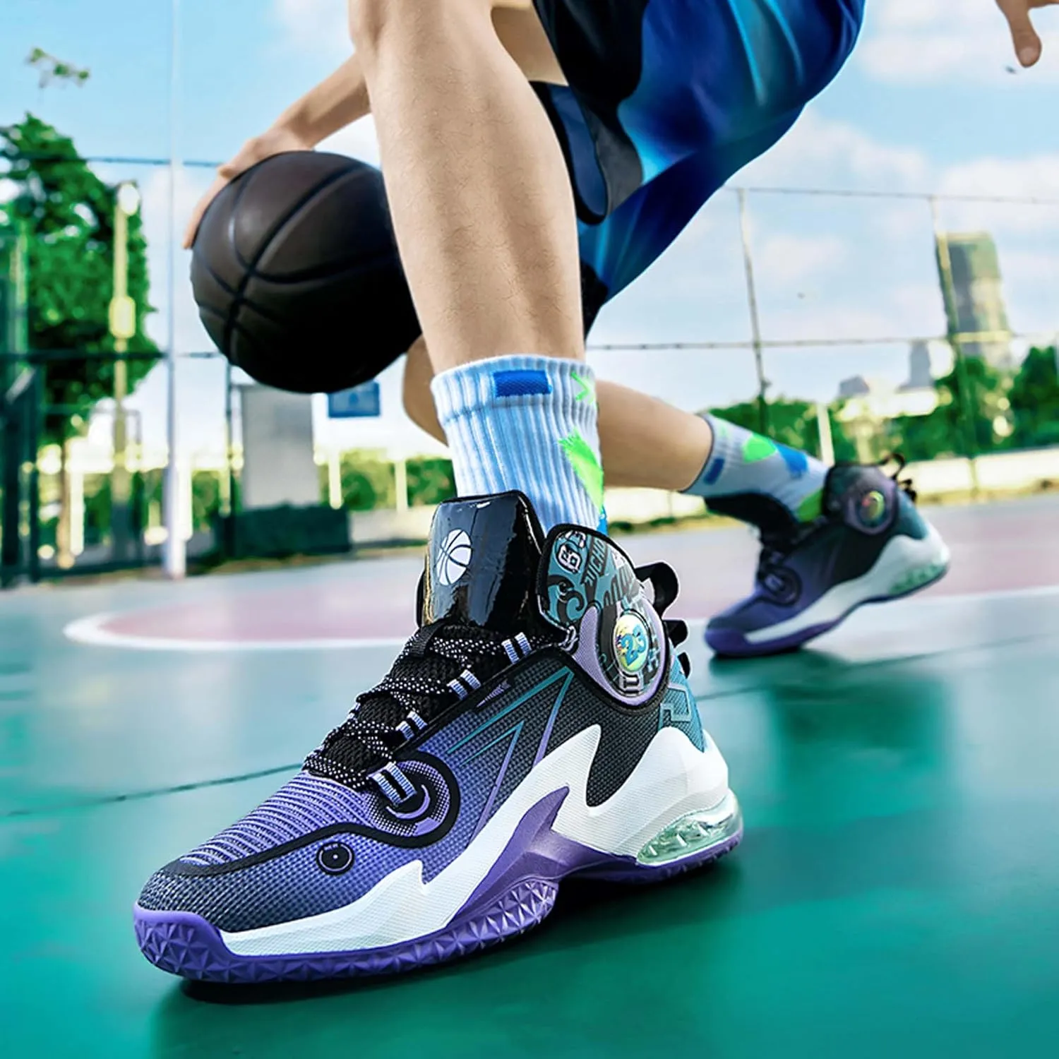 Men's Basketball Shoes,Air Cushioned Sole Provides Adequate Cushioning，Arch Support High Top Basketball Shoes,Daily Training Shoes,Combat Basketball Shoes,Indoor and Outdoor Basketball Shoes