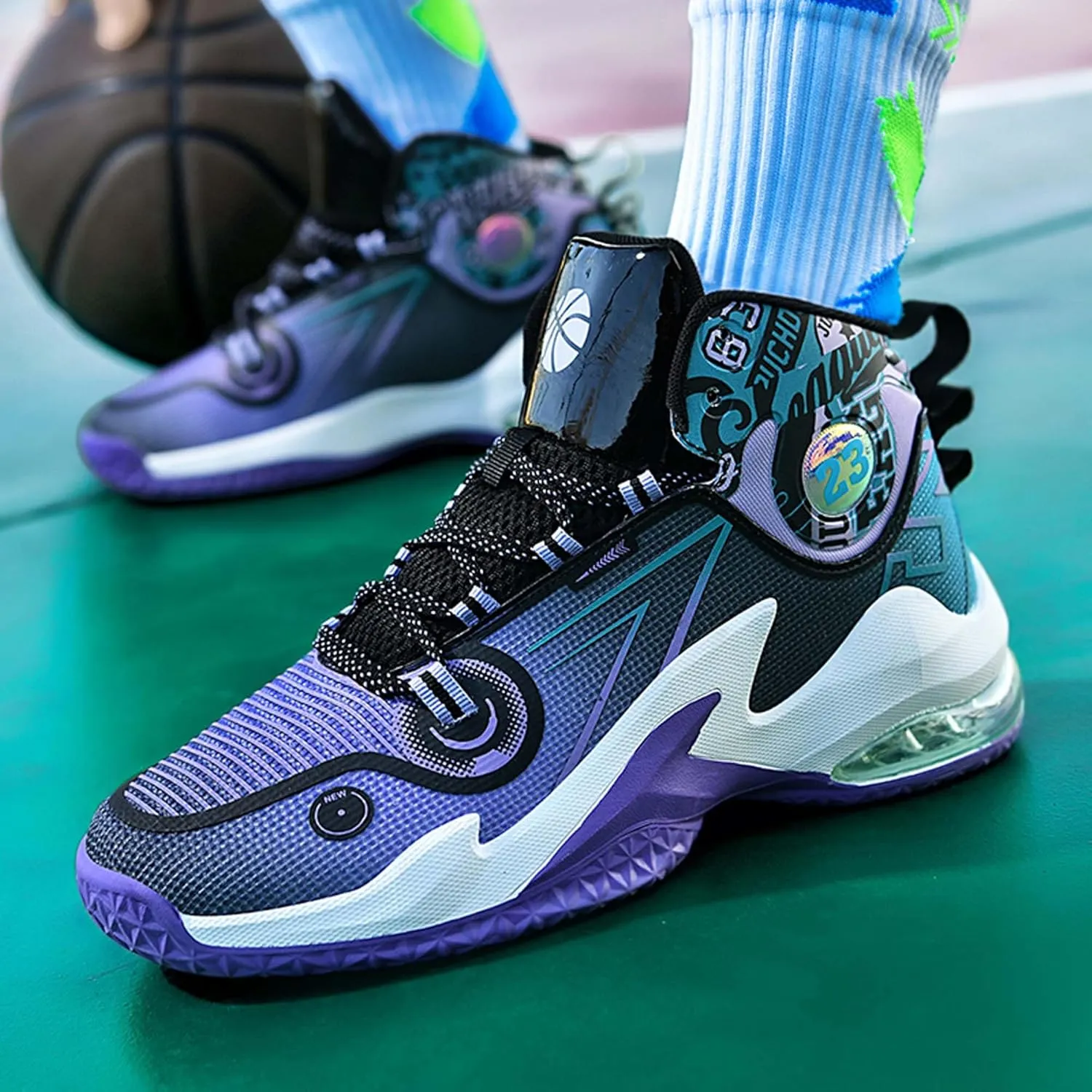 Men's Basketball Shoes,Air Cushioned Sole Provides Adequate Cushioning，Arch Support High Top Basketball Shoes,Daily Training Shoes,Combat Basketball Shoes,Indoor and Outdoor Basketball Shoes