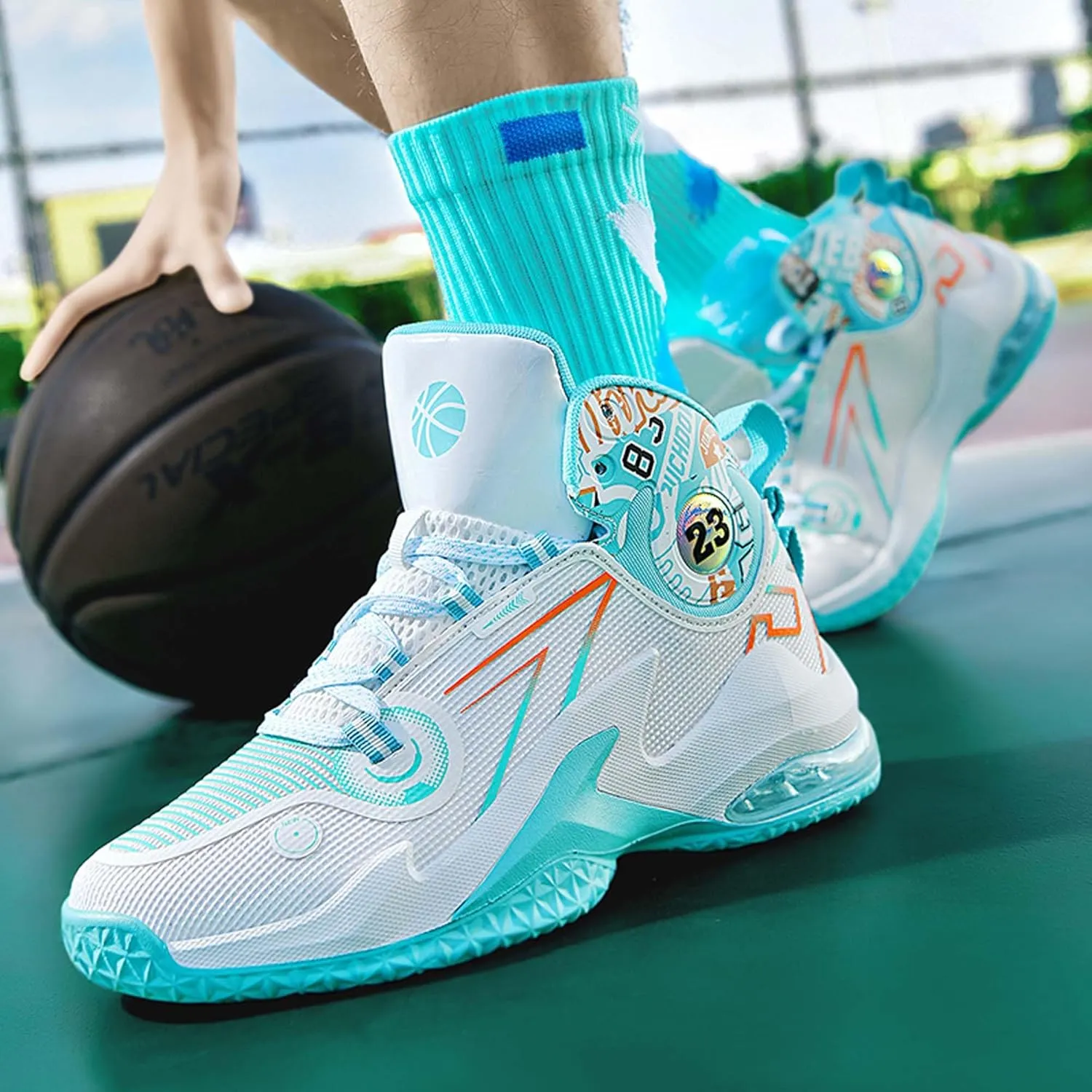 Men's Basketball Shoes,Air Cushioned Sole Provides Adequate Cushioning，Arch Support High Top Basketball Shoes,Daily Training Shoes,Combat Basketball Shoes,Indoor and Outdoor Basketball Shoes