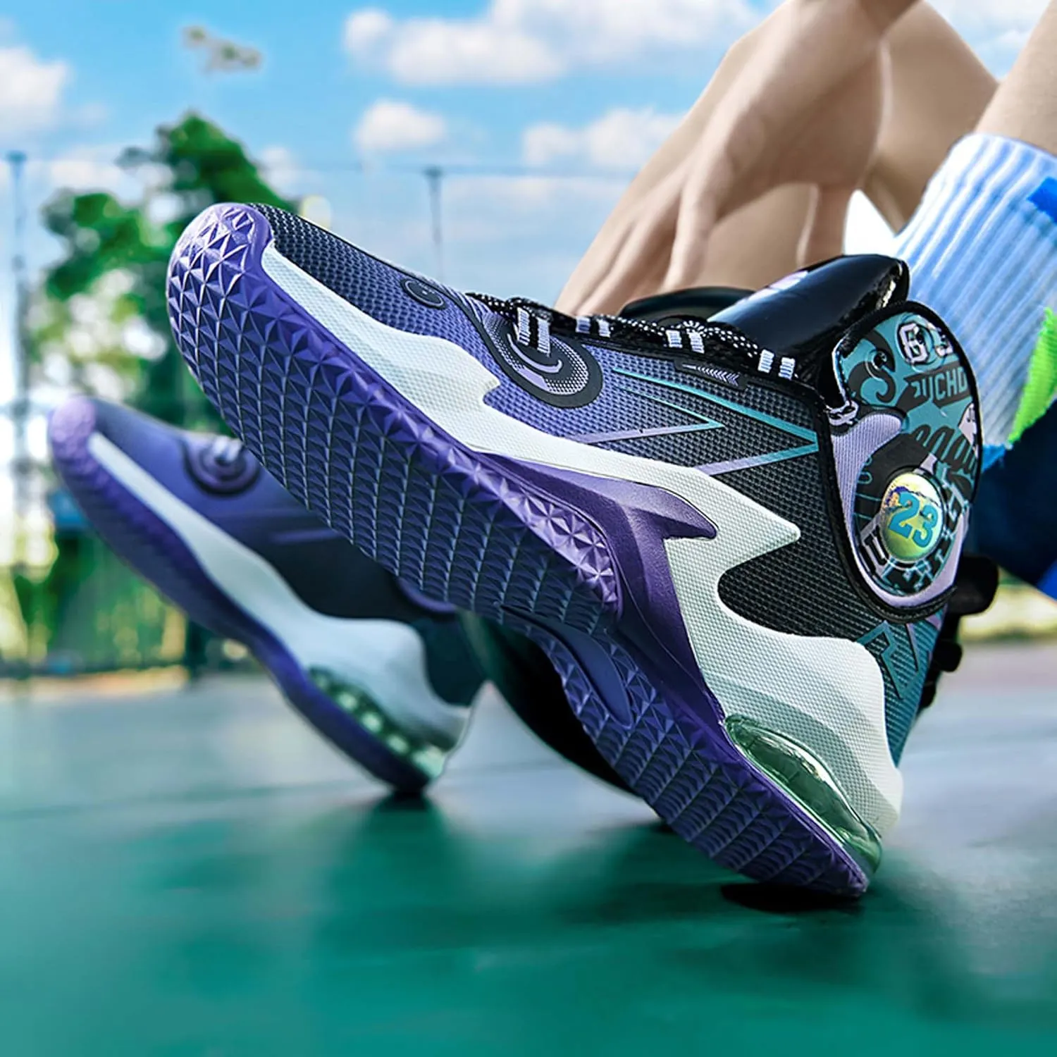 Men's Basketball Shoes,Air Cushioned Sole Provides Adequate Cushioning，Arch Support High Top Basketball Shoes,Daily Training Shoes,Combat Basketball Shoes,Indoor and Outdoor Basketball Shoes