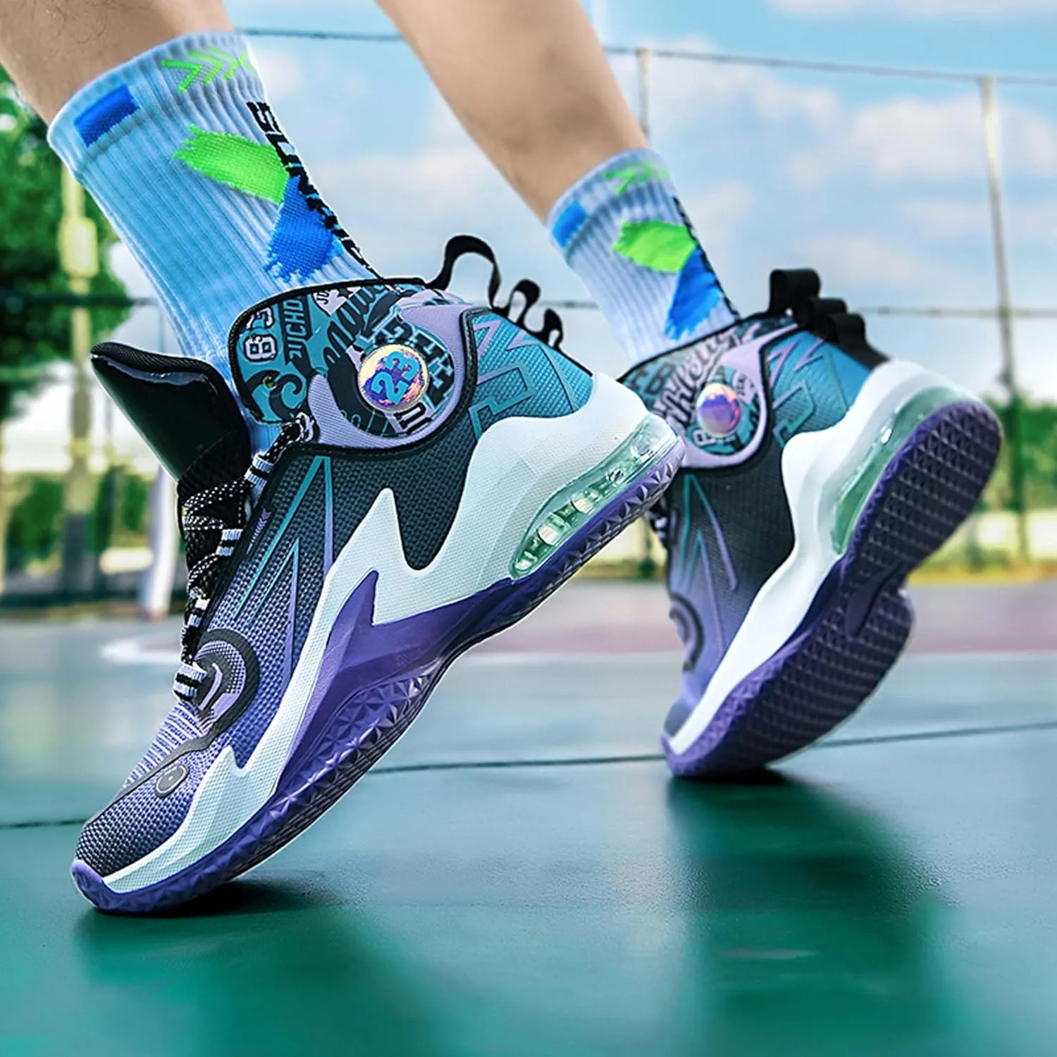 Men's Basketball Shoes,Air Cushioned Sole Provides Adequate Cushioning，Arch Support High Top Basketball Shoes,Daily Training Shoes,Combat Basketball Shoes,Indoor and Outdoor Basketball Shoes